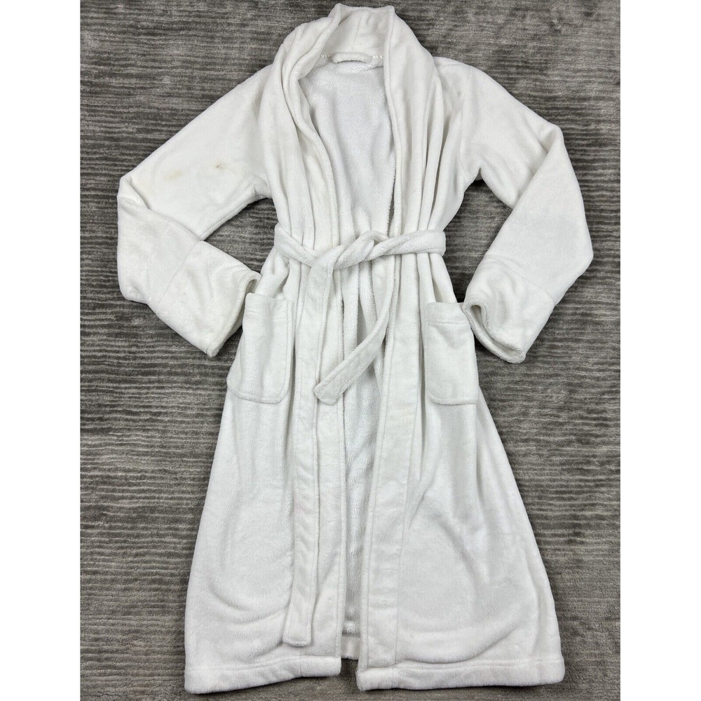 Pottery Barn‎ Robe Womens White One Size Longsleeve Pockets Belted